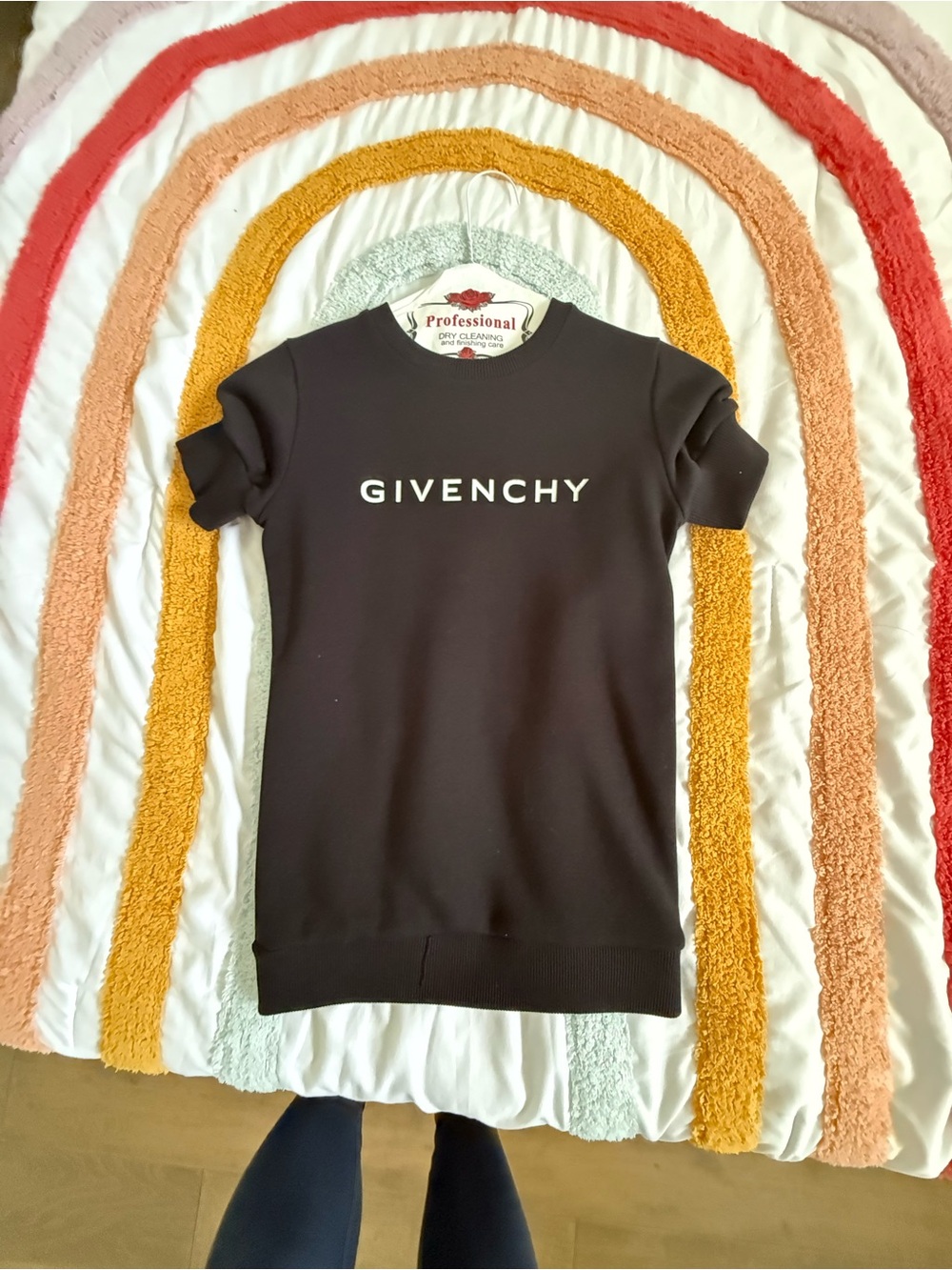 Givenchy Black Logo Tee Dress with White Lettering